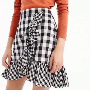 NWOT Jcrew black & white gingham miniskirt Sz 4